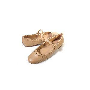 LARROUDE Maryjand Tan Leather Blair Ballet Flats Size 37 Womens Size 7